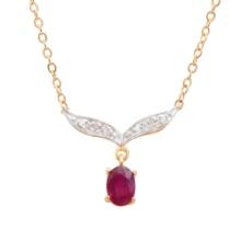 Plated 18KT Yellow Gold 1.00ct Ruby and Diamond Pendant with Chain