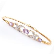 Plated 18KT Yellow Gold 1.80ctw Amethyst and Diamond Bracelet