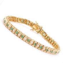 Plated 18KT Yellow Gold 1.80ctw Emerald and Diamond Bracelet