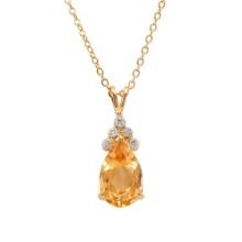 Plated 18KT Yellow Gold 3.75ct Citrine and Diamond Pendant with Chain