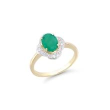 14KT Yellow Gold 1.10ct Emerald and Diamond Ring