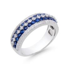 14KT White Gold 1.25ctw Blue Sapphire and Diamond Ring