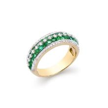 14KT Yellow Gold 1.25ctw Emerald and Diamond Diamond Ring