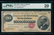 1862 $20 Gold Certificate PMG 20