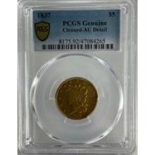1837 $5 Classic Head Half Eagle Gold Coin PCGS AU Details