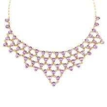 Plated 18KT Yellow Gold 42.00cts Amethyst Necklace