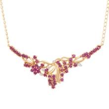 Plated 18KT Yellow Gold 3.25ctw Ruby and Diamond Pendant with Chain