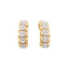 Plated 18KT Yellow Gold 0.12ctw Diamond Earrings