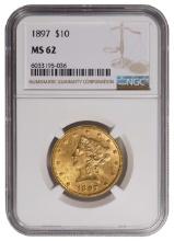 1897 $10 Liberty Head Eagle Gold Coin NGC MS62