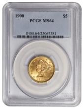 1900 $5 Liberty Head Half Eagle Gold Coin PCGS MS64