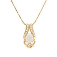 Plated 18KT Yellow Gold 3.00ct Opal and White Topaz Pendant with Chain