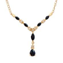 Plated 18KT Yellow Gold 3.50ctw Black Sapphire and White Topaz Pendant with Chain