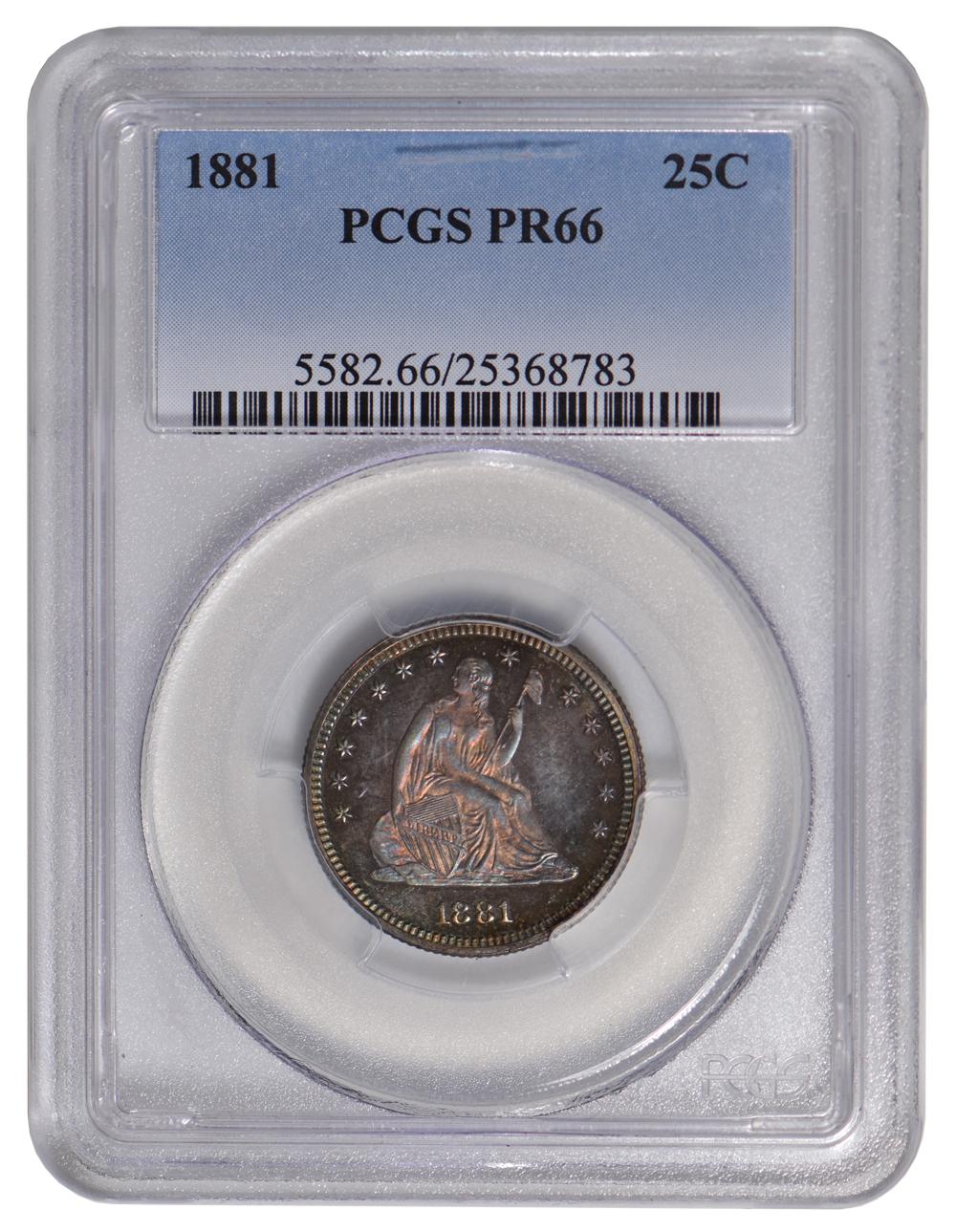 1881 Seated Liberty Quarter PCGS PR66