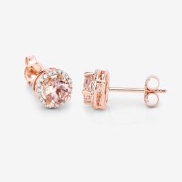 14KT Rose Gold 0.93ctw Morganite and White Diamond Earrings