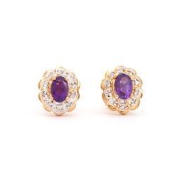 Plated 18KT Yellow Gold 1.02ctw Amethyst and Diamond Earrings