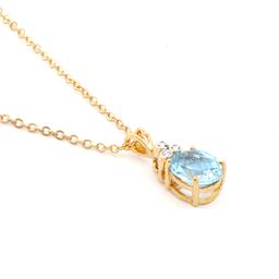 Plated 18KT Yellow Gold 4.35ctw Blue Topaz and Diamond Pendant with Chain