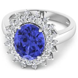 14KT White Gold 3.43ct Tanzanite and Diamond Ring