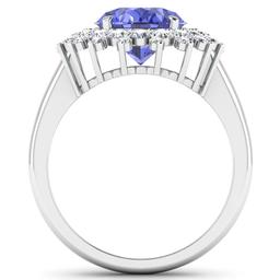 14KT White Gold 3.43ct Tanzanite and Diamond Ring