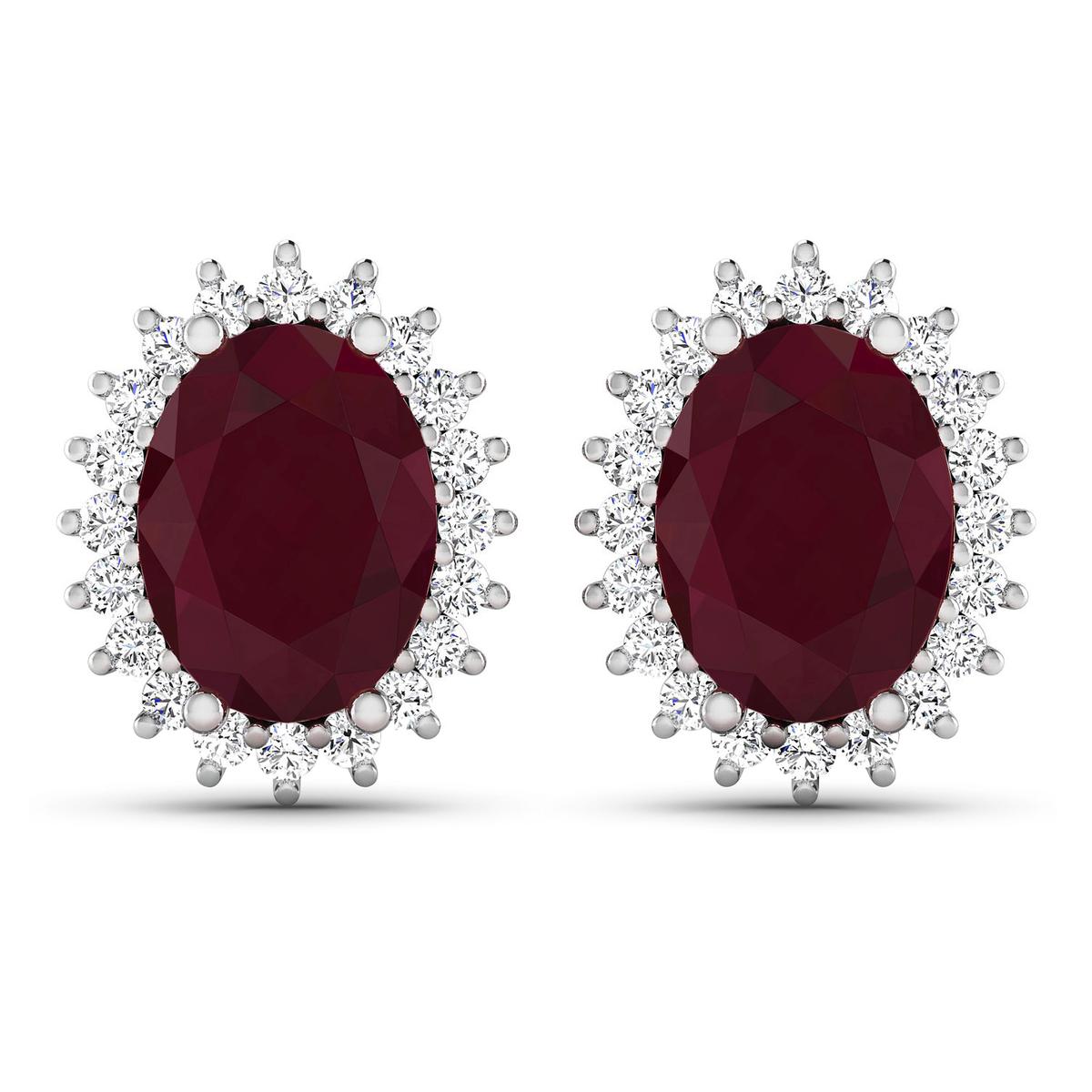 14KT White Gold 3.00ctw Ruby and Diamond Earrings