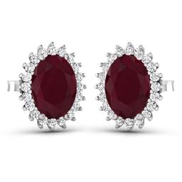 14KT White Gold 3.00ctw Ruby and Diamond Earrings