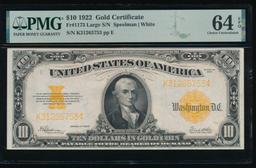 1922 $10 Gold Certificate PMG 64EPQ