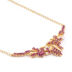 Plated 18KT Yellow Gold 3.25ctw Ruby and Diamond Pendant with Chain