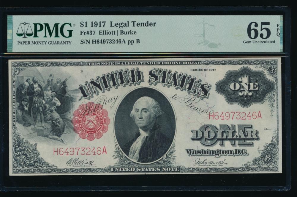 1917 $1 Legal Tender Note PMG 65EPQ