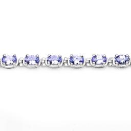 Rhodium Plated 6.00ctw Tanzanite Bracelet