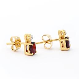 Plated 18KT Yellow Gold 0.82cts Garnets and Diamond Earrings