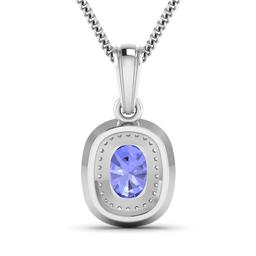 14KT White Gold 1.09ct Tanzanite and Diamond Pendant with Chain