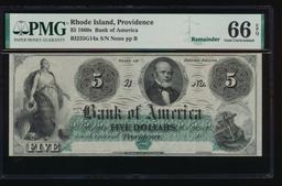 1860s $5 Providence RI Obsolete PMG 66EPQ