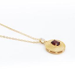 Plated 18KT Yellow Gold 1.26cts Garnet and Diamond Necklace