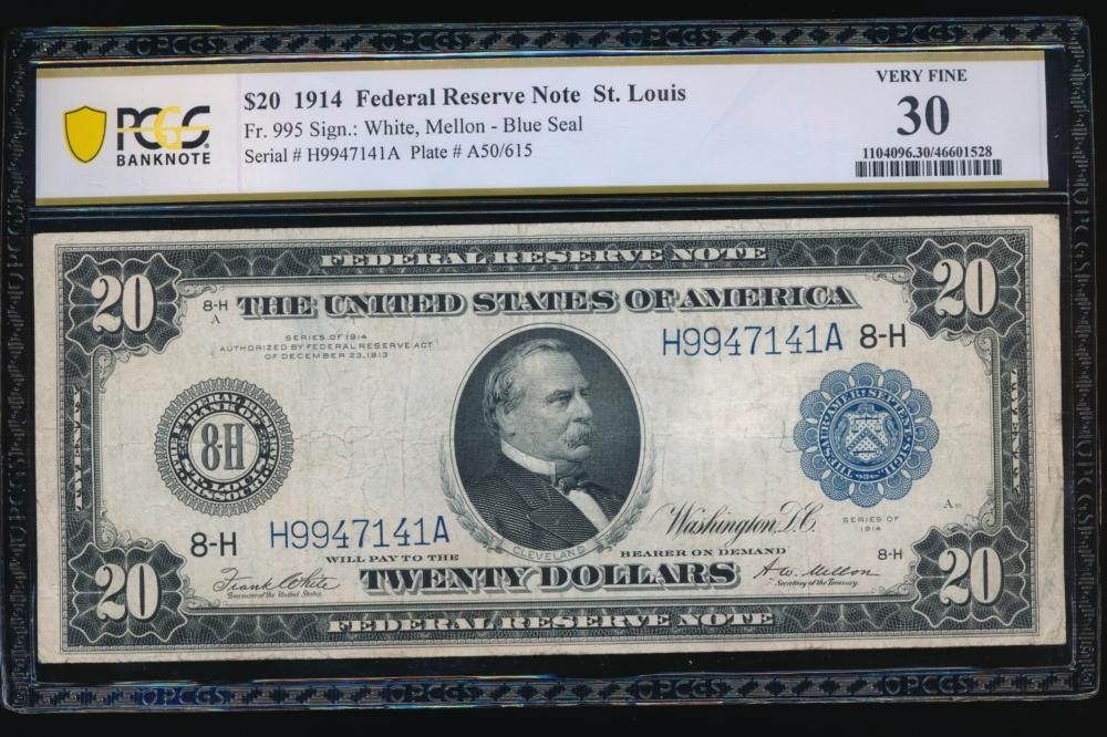 1914 $20 St Louis FRN PCGS 30
