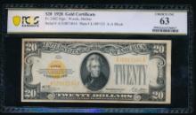 1928 $20 Gold Certificate PCGS 63