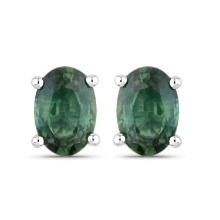 14KT White Gold 1.16ctw Green Sapphire Earrings