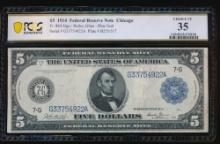 1914 $5 Chicago FRN PCGS 35