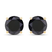 14KT Yellow Gold 2.89ctw Black Diamond Earrings