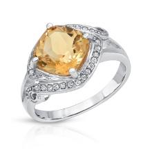 Plated Rhodium 2.90ctw Citrine and White Topaz Ring