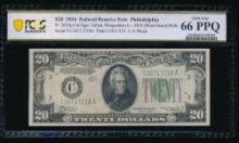 1934 $20 Philadelphia FRN PCGS 66PPQ