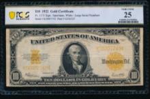 1922 $10 Gold Certificate PCGS 25