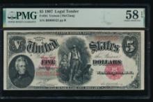 1907 $5 Legal Tender Note PMG 58EPQ