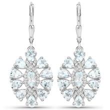 Plated Rhodium 2.80ctw Aquamarine and White Topaz Earrings