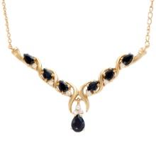 Plated 18KT Yellow Gold 4.50ctw Black Sapphire and White Topaz Pendant with Chain