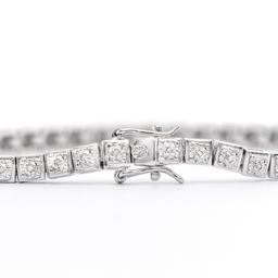 Plated Rhodium 0.32ctw Diamond Bracelet