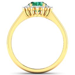 14KT Yellow Gold 1.53ct Zambian Emerald and Diamond Ring