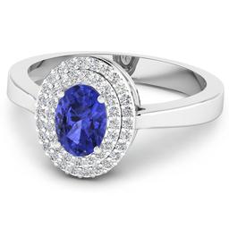 14KT White Gold 0.75ct Tanzanite and Diamond Ring