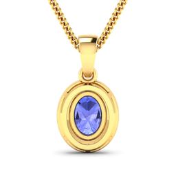 14KT Yellow Gold 1.09ct Tanzanite and Diamond Pendant with Chain