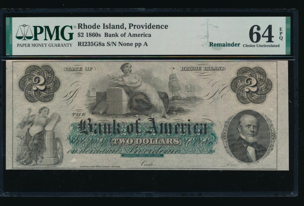 1860's $2 Providence RI Obsolete PMG 64EPQ