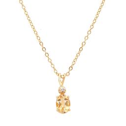 Plated 18KT Yellow Gold 1.03ctw Citrine and Diamond Pendant with Chain