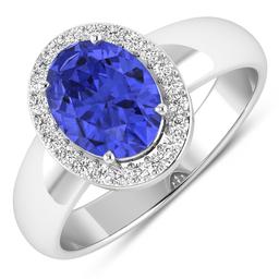 14KT White Gold 1.41ct Tanzanite and Diamond Ring